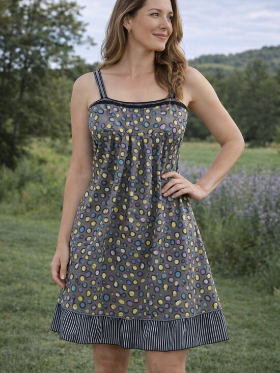 BCBGMaxAzria Dresses & Skirts - Y2K BCBGMAXAZRIA Polka Dot Dress Multicolor Bubble Print Strappy Size 6